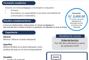 CONVOCATORIA DE CONTRATACIÓN DE ACOMPAÑAMIENTO PEDAGÓGICO 2019