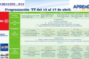HORARIOS,  ÁREAS Y TEMAS 13 AL 17 DE ABRIL ( TELEVISIÓN)