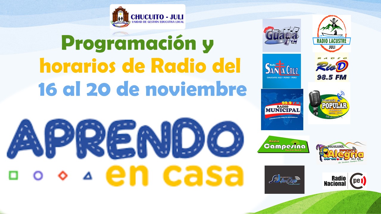 Programación de Radio Aprendo en Casa semana del 16 al 20 de noviembre
