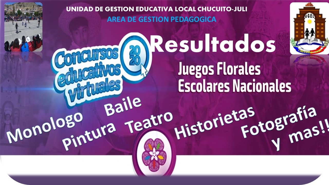 RESULTADOS JUEGOS FLORALES ESCOLARES NACIONALES 2020- CLASIFICADOS-ETAPA UGEL- CHUCUITO.