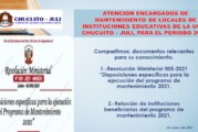INSTITUCIONES EDUCATIVAS, CONSIDERADAS EN EL PROGRAMA DE MANTENIMIENTO DE LOCALES EDUCATIVOS PARA EL AÑO 2021