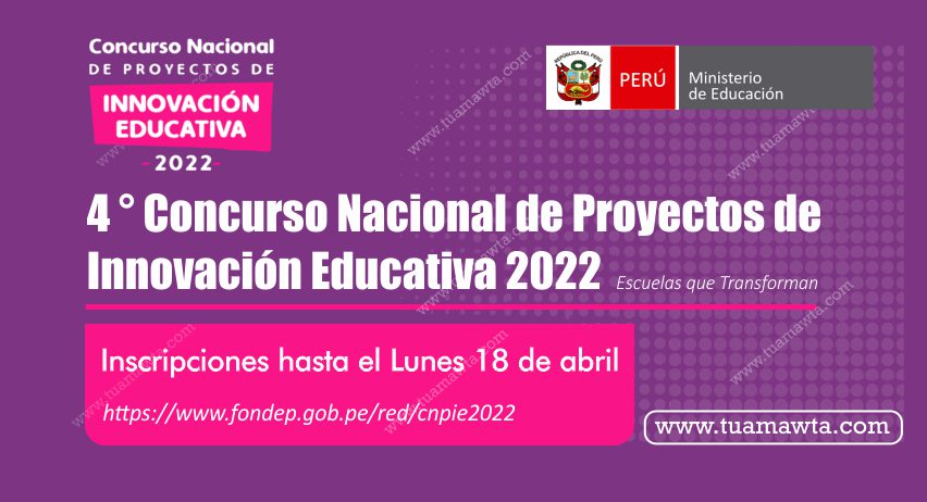 RECORDATORIO: Este miércoles 16 de marzo Asistencia Técnica sobre IV Concurso Nacional de Proyectos de Innovación Educativa del FONDEP