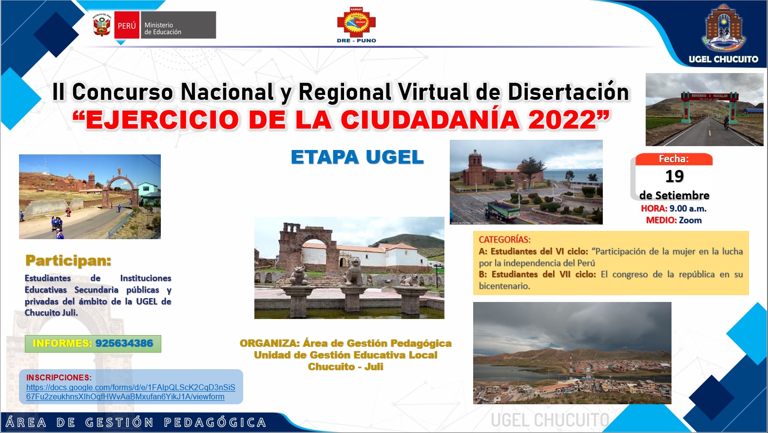 RESULTADOS II CONCURSO NACIONAL Y REGIONAL VIRTUAL DE DISERTACIÓN 2022