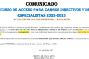 COMUNICADO: CONCURSO DE ACCESO PARA CARGOS DIRECTIVOS Y DE ESPECIALISTAS 2022-2023. ACTUALIZACIÓN DE LEGAJO PERSONAL – ESCALAFÓN