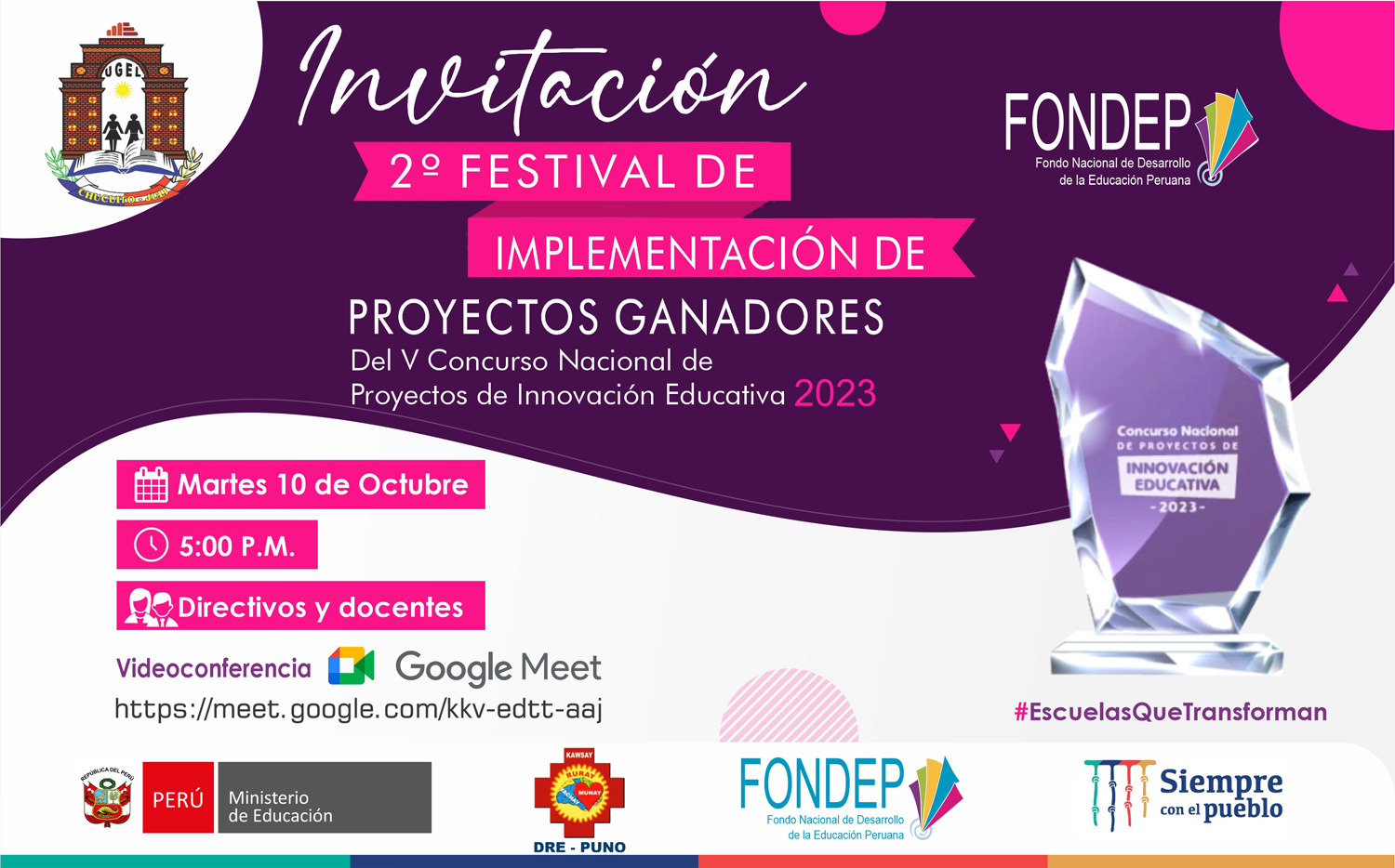 Invitación al 2° Festival de Innovación Educativa | VCNPIE FONDEP