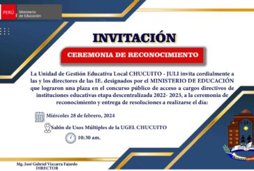 INVITACIÓN A CEREMONIA DE RECONOCIMIENTO