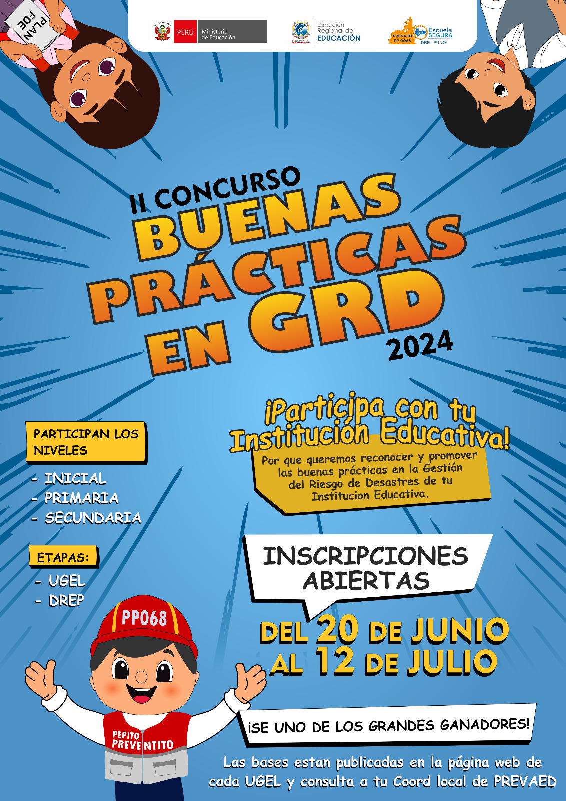 INVITACIÓN AL II CONCURSO REGIONAL DE BUENAS PRÁCTICAS EN GESTIÓN DE RIESGOS Y DESASTRES PP0068-PREVAED DRE PUNO – 2024