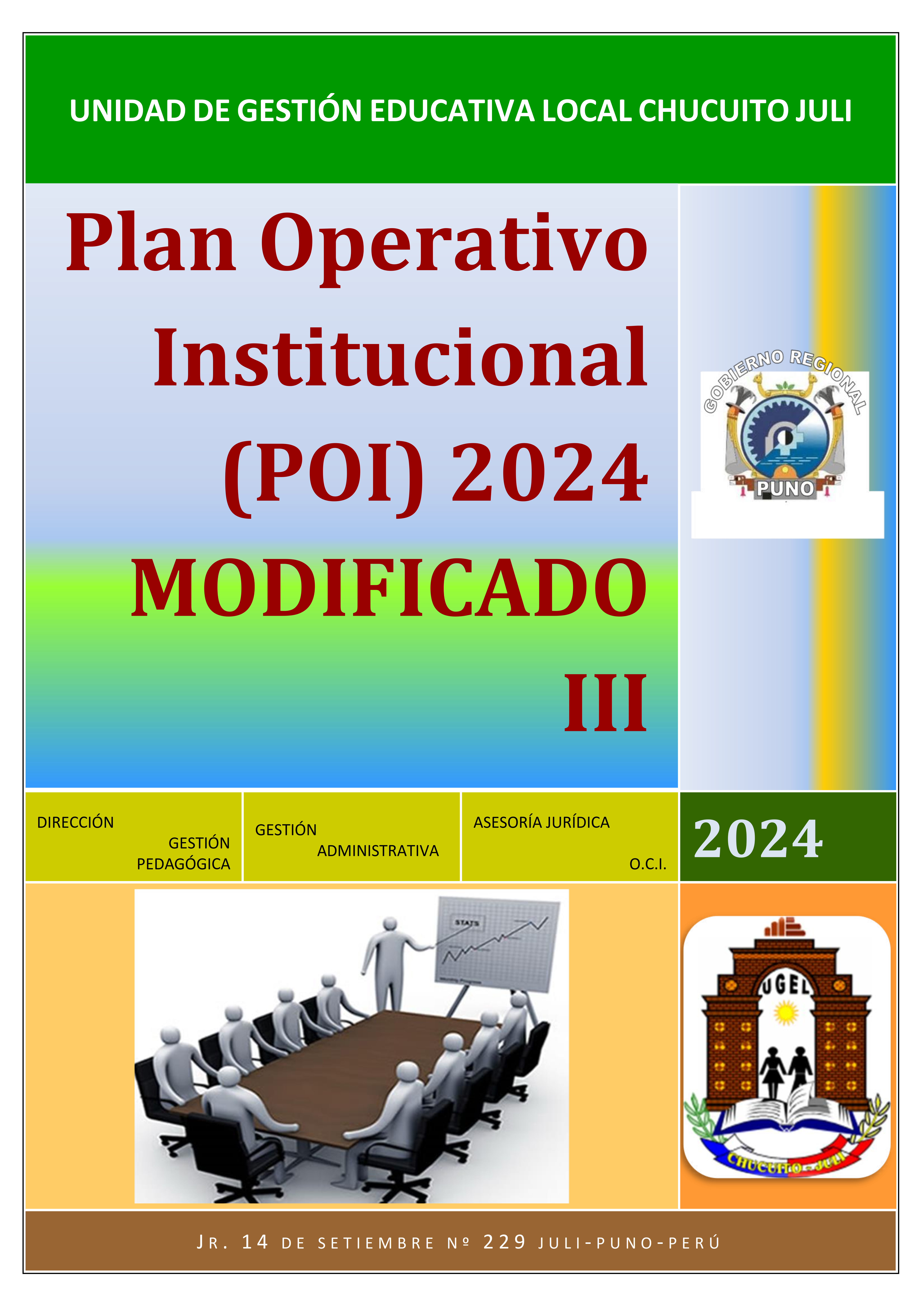 PLAN OPERATIVO INSTITUCIONAL (POI) 2024 MODIFICADO III. UGEL CHUCUITO JULI