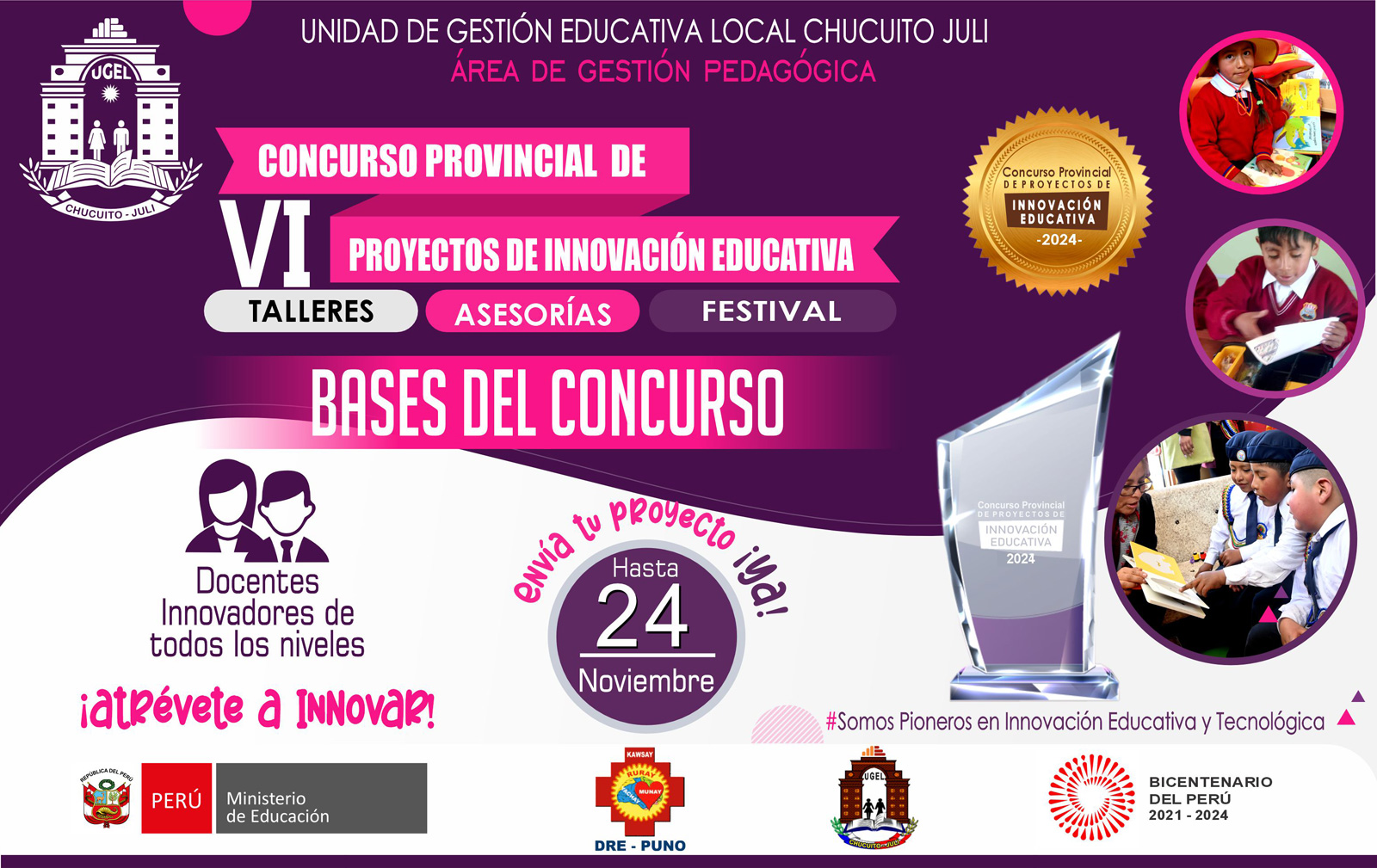 BASES DEL VI CONCURSO PROVINCIAL DE PROYECTOS DE INNOVACIÓN EDUCATIVA | 2024