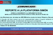 ¡COMUNICADO! REPORTE A LA PLATAFORMA SIMON SOBRE EL SEGUIMIENTO A LA IMPLEMENTACIÓN DEL MODELO DE SERVICIO EDUCATIVO INTERCULTURAL BILINGÜE EN IIEE EIB