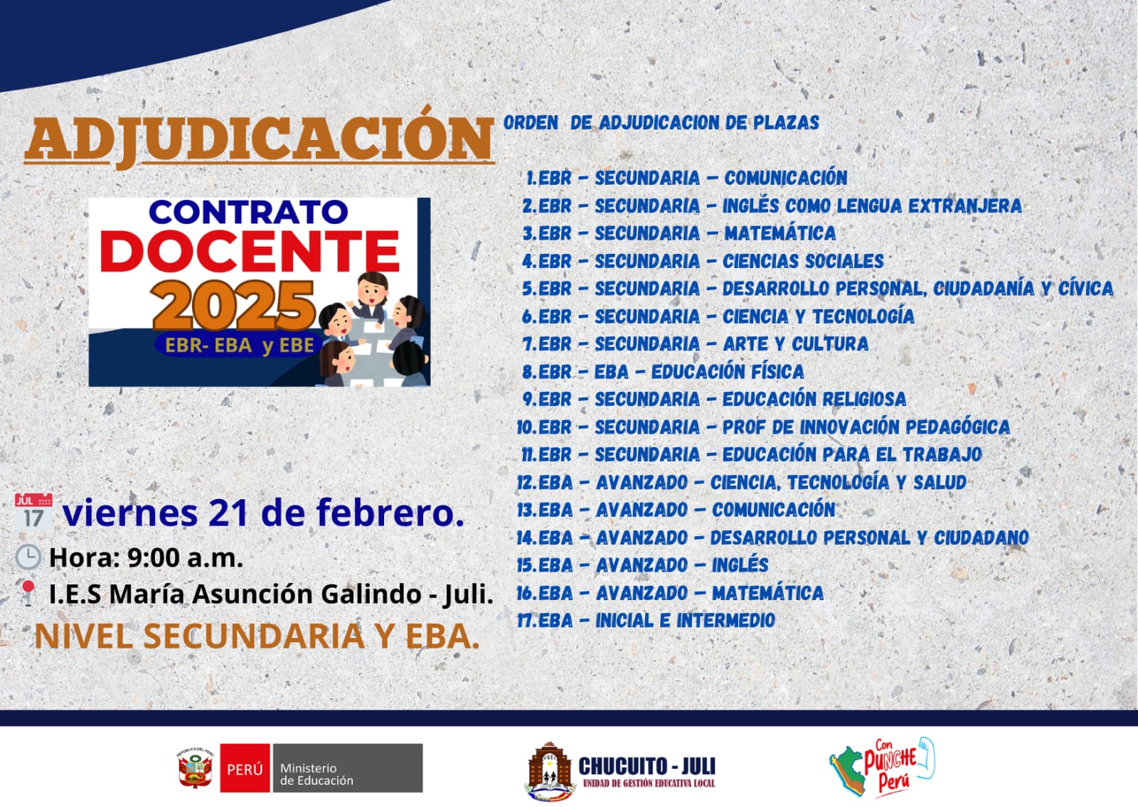 ADJUDICACIÓN  SECUNDARIA-21 DE FEBRERO