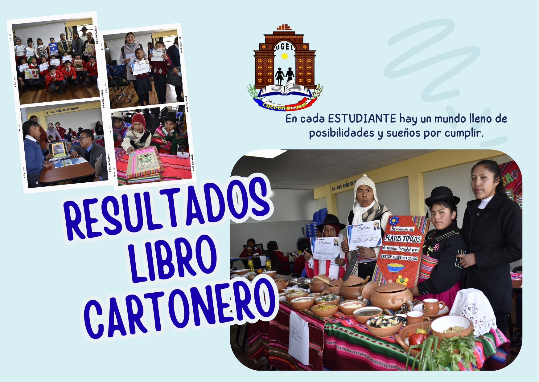 Tarjeta Horizontal Feliz Día del Estudiante Tierno Celeste