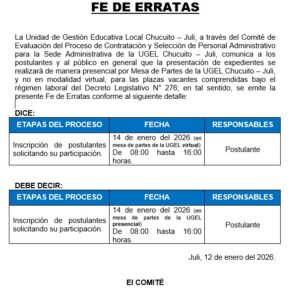 FE DE ERRATAS DL276 SEDE 2026