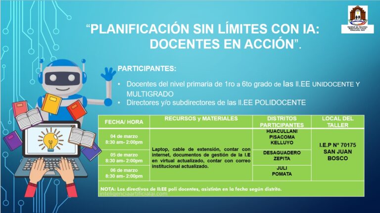 Taller Descentralizado | Nivel Primario 2026 «PLANIFICACIÓN SIN LÍMITES CON IA: DOCENTES EN ACCIÓN»