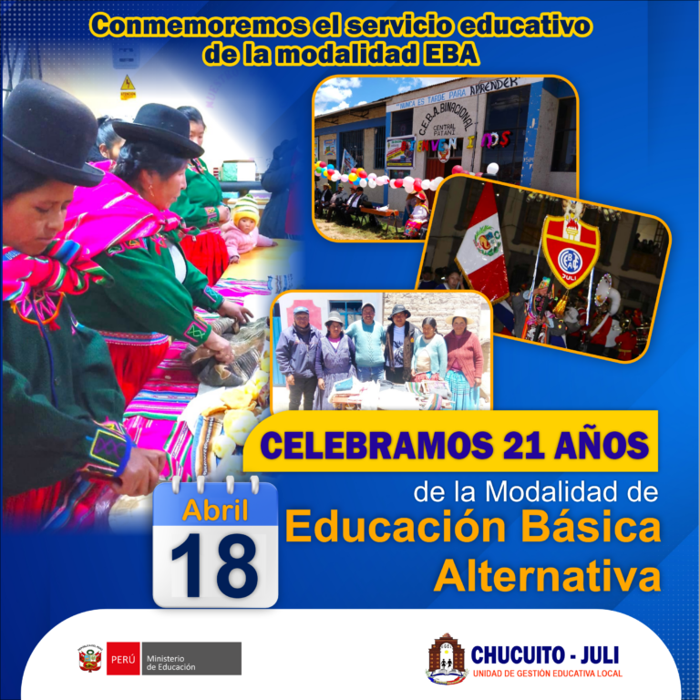 INVITACIÓN A CONMEMORAR EL 21º ANIVERSARIO DE LA EDUCACIÓN BÁSICA ALTERNATIVA (EBA)